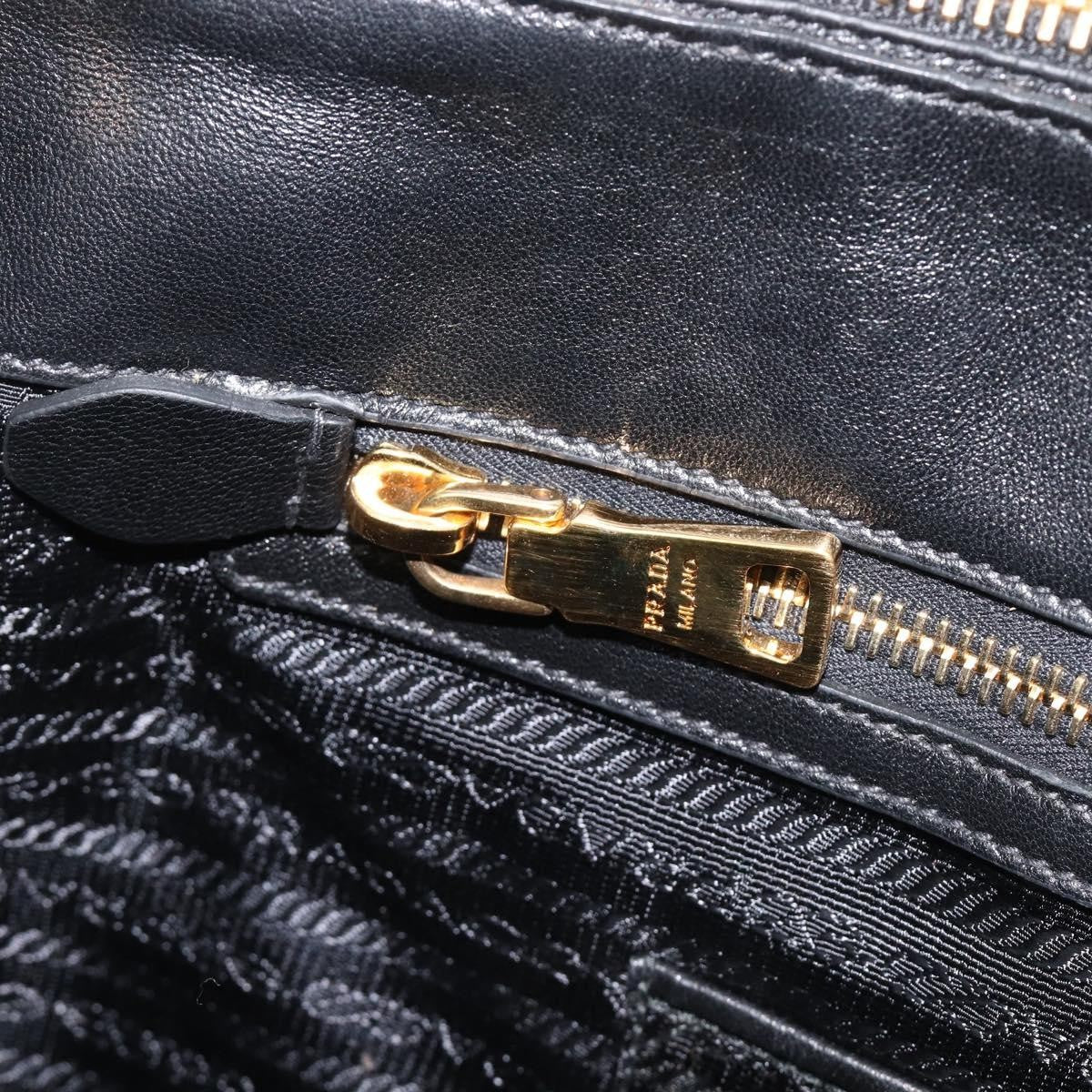 Prada Gaufre Double Zip Convertible Nappa Leather, Black, Leather, Tote Bag