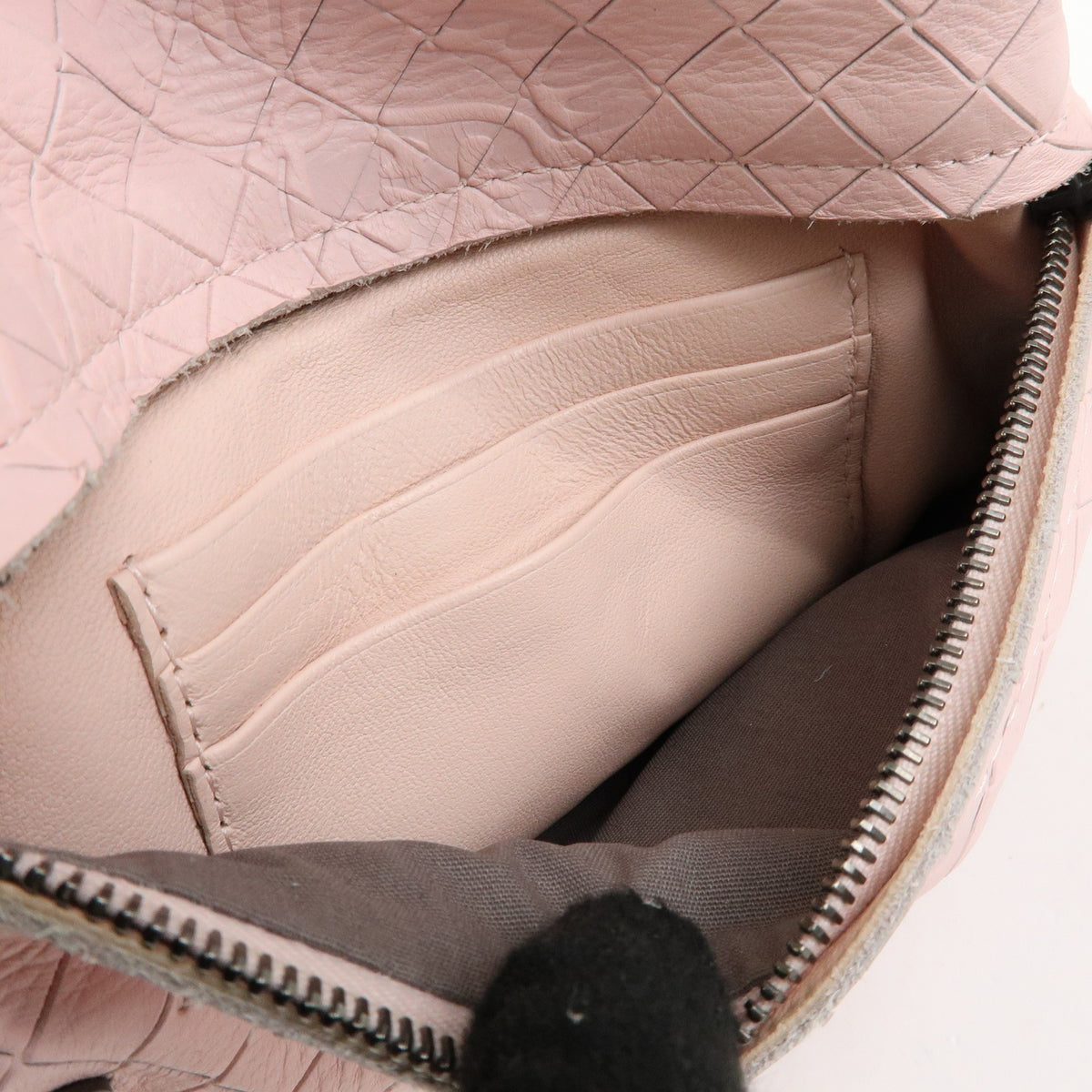 Bottega Veneta Expandable Chain Embossed Intrecciato Nappa, Pink, Leather, Crossbody Bag