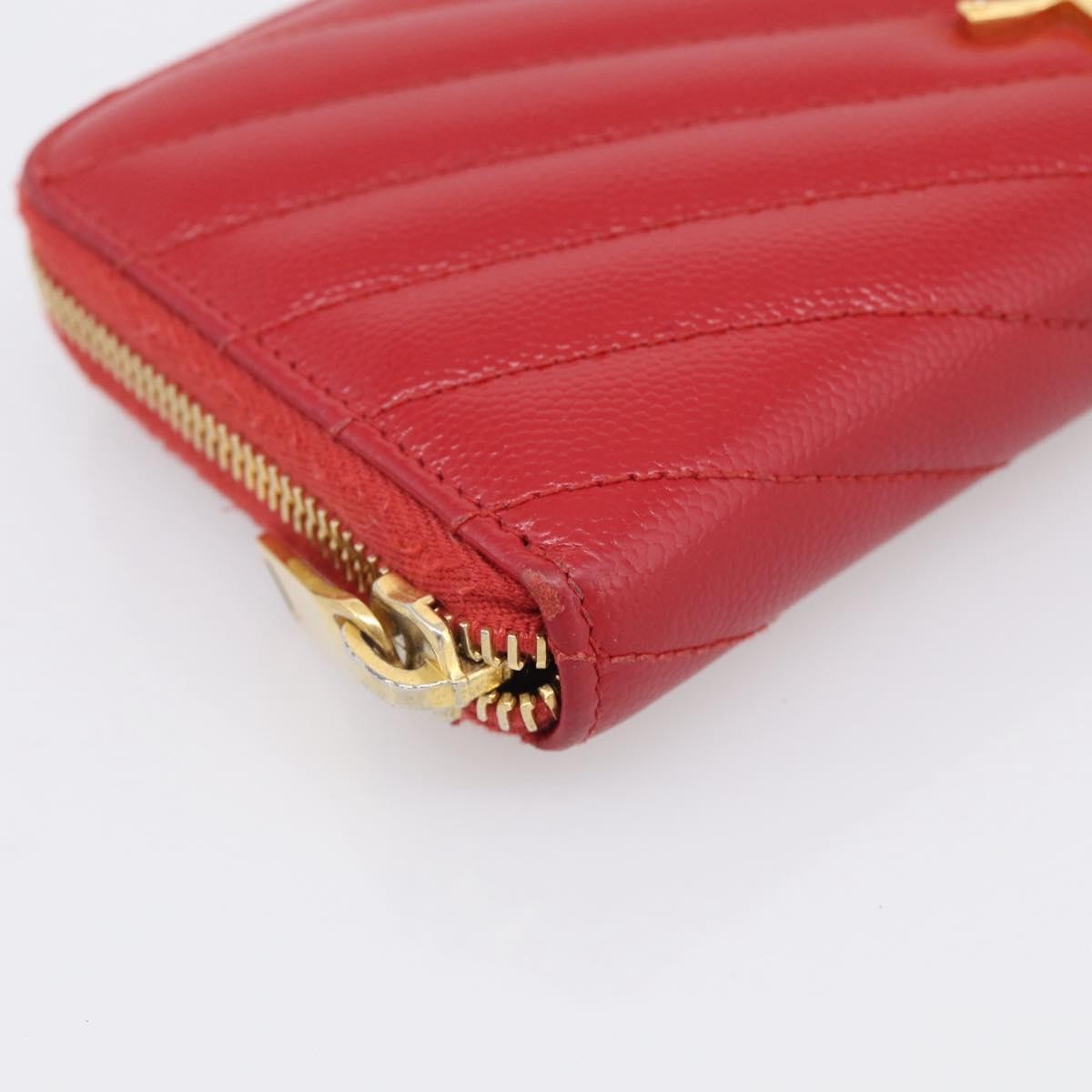 Saint Laurent Loulou Zip Around Matelasse Chevron Leather, Red, Leather, Wallet