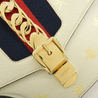 Gucci Sylvie Belt Leather, Beige, Calfskin, Handbag