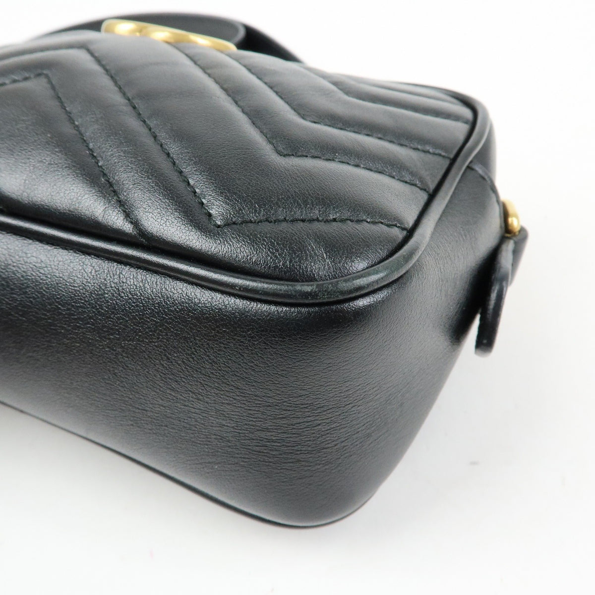 Gucci GG Marmont Matelasse Patent, Black, Leather, Shoulder Bag