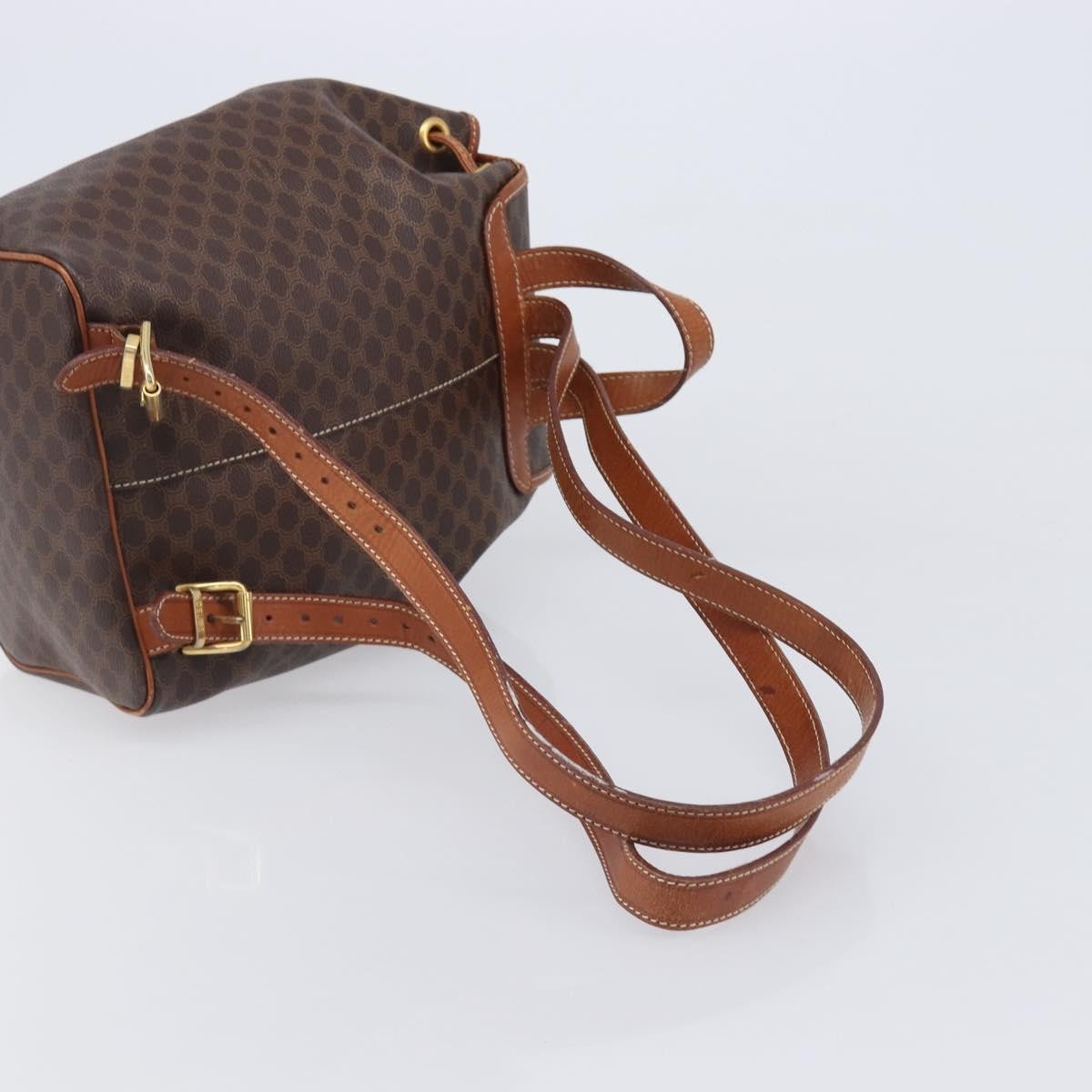 Celine Vintage Macadam Canvas, Brown, Canvas, Backpack