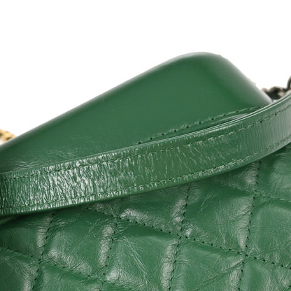 Chanel Gabrielle Double Zip Clutch with Chain Quilted Goatskin and Patent, Green, Leather, Clutch