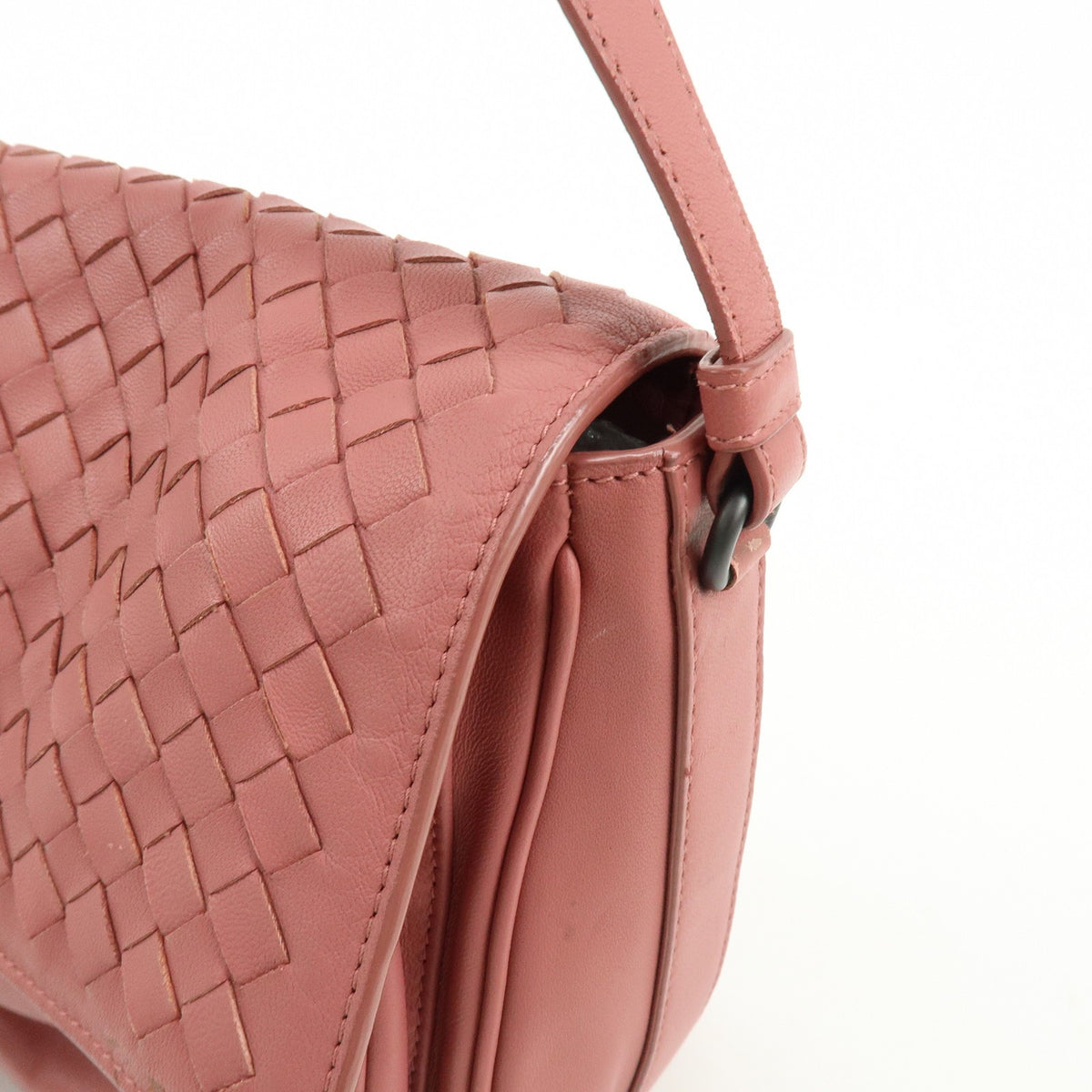 Bottega Veneta Drawstring Flap Leather with Intrecciato, Pink, Leather, Backpack