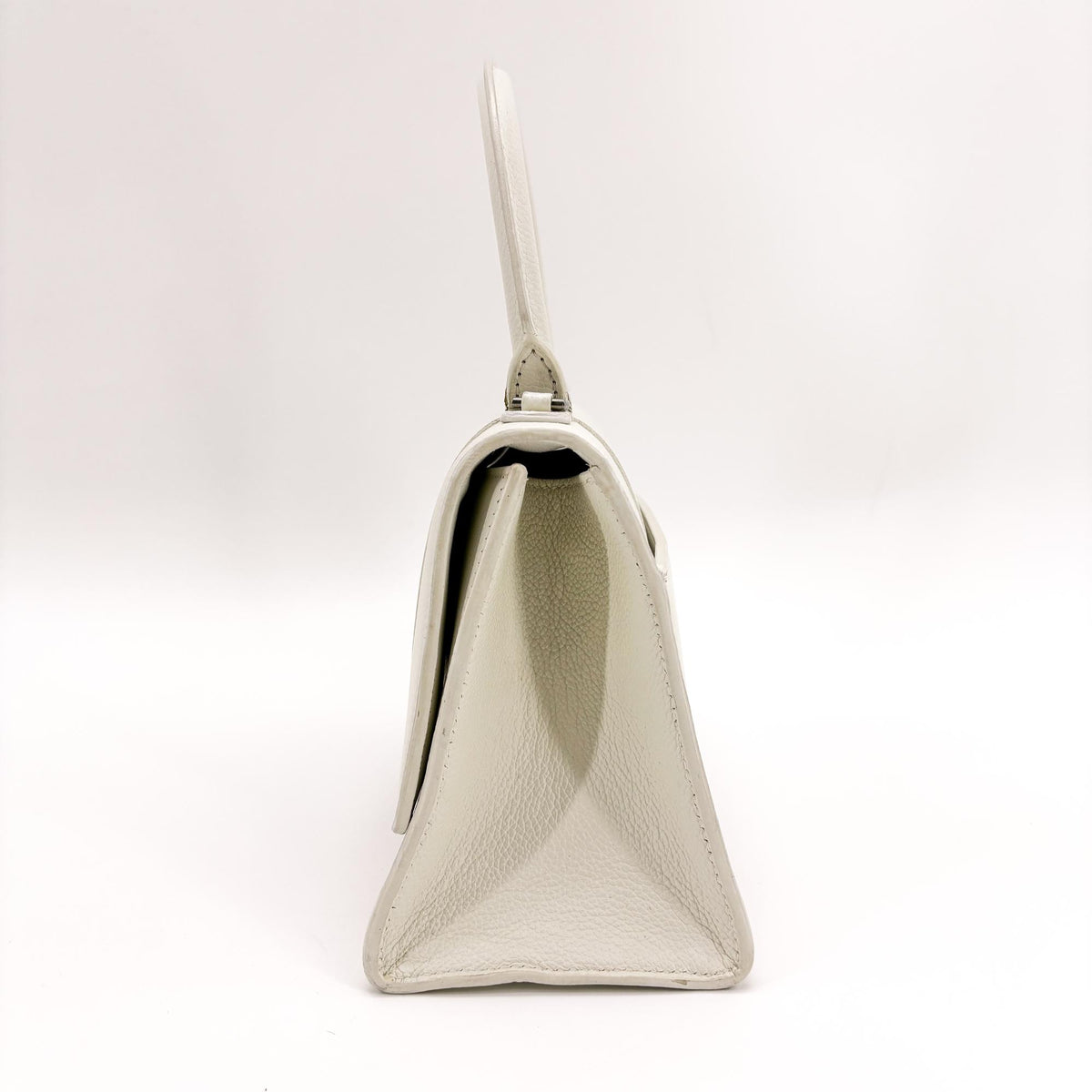Balenciaga Hourglass Top Handle Leather, White, Leather, Handbag