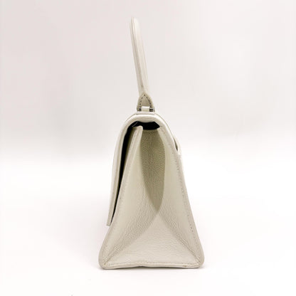 Balenciaga Hourglass Top Handle Leather, White, Leather, Handbag