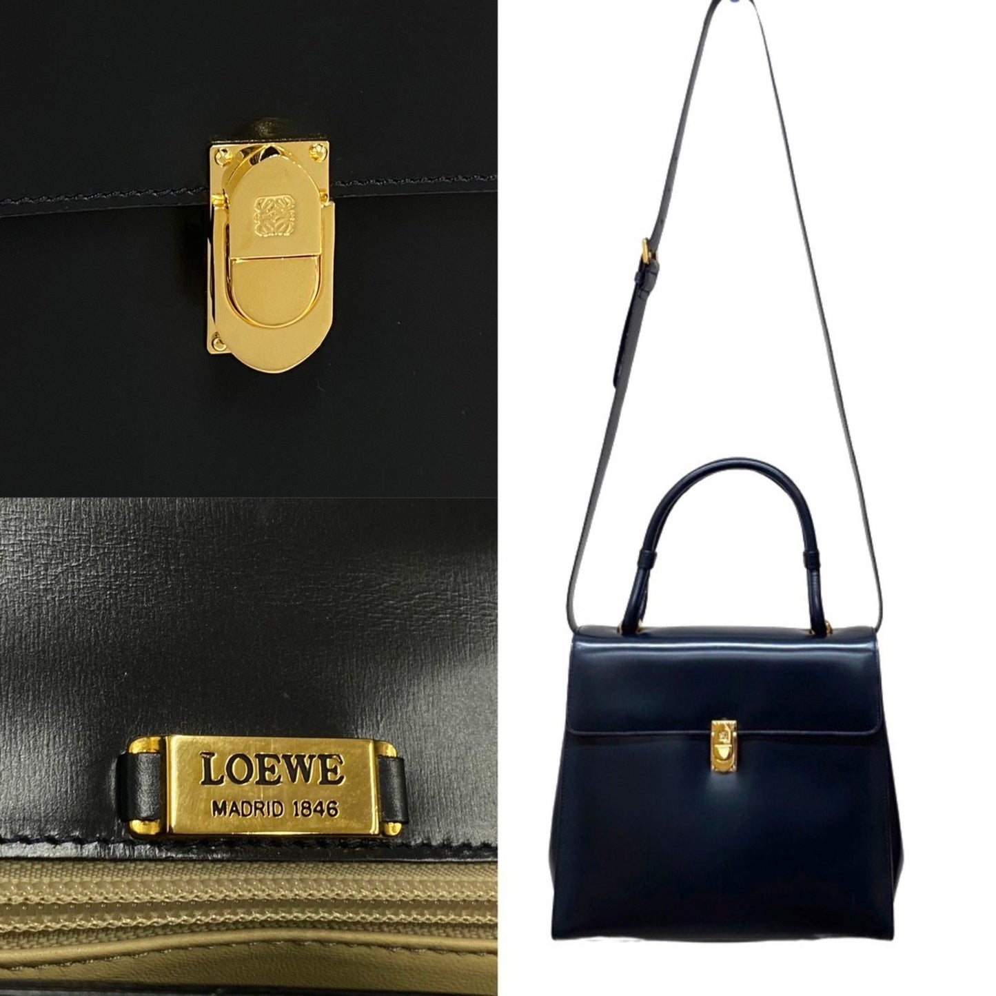 Loewe, Black, Leather, handbag