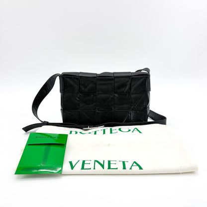 Bottega Veneta Cassette Maxi Intrecciato Leather, Black, Leather, Shoulder Bag