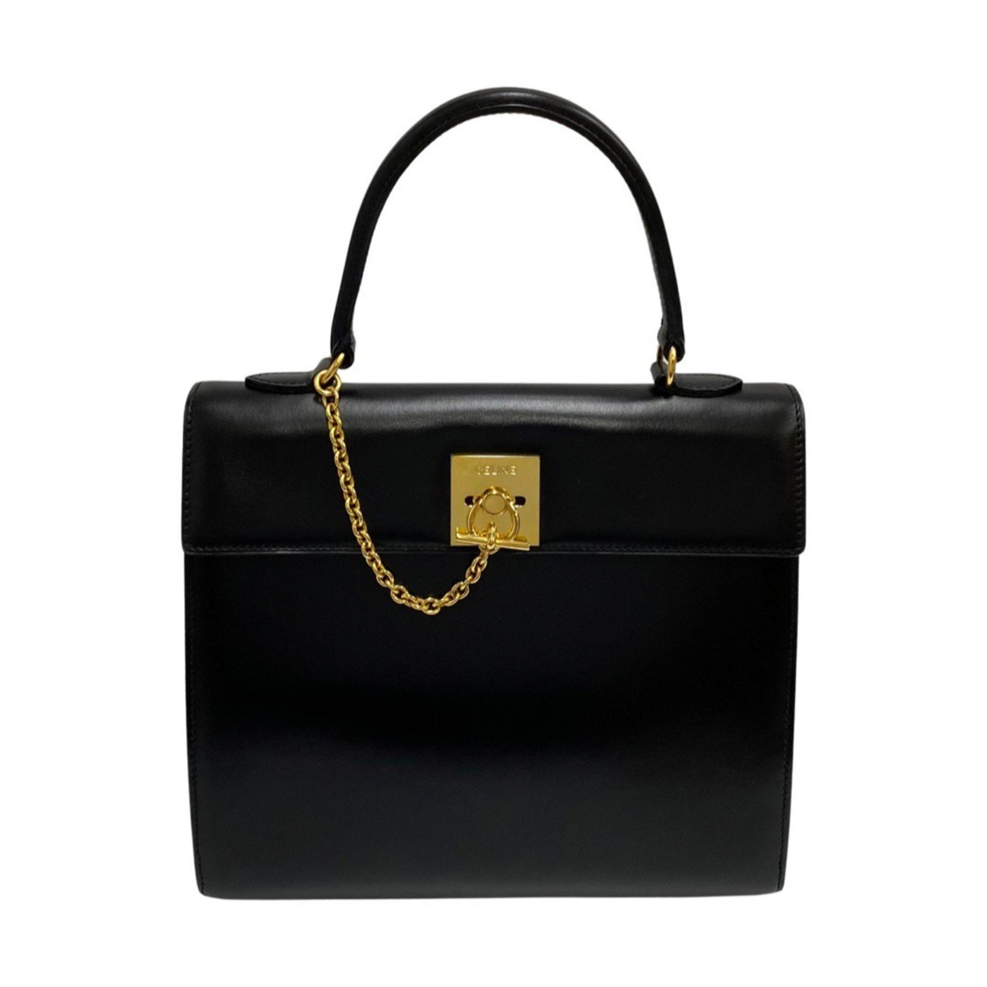 Céline Kelly, Black, Leather, handbag