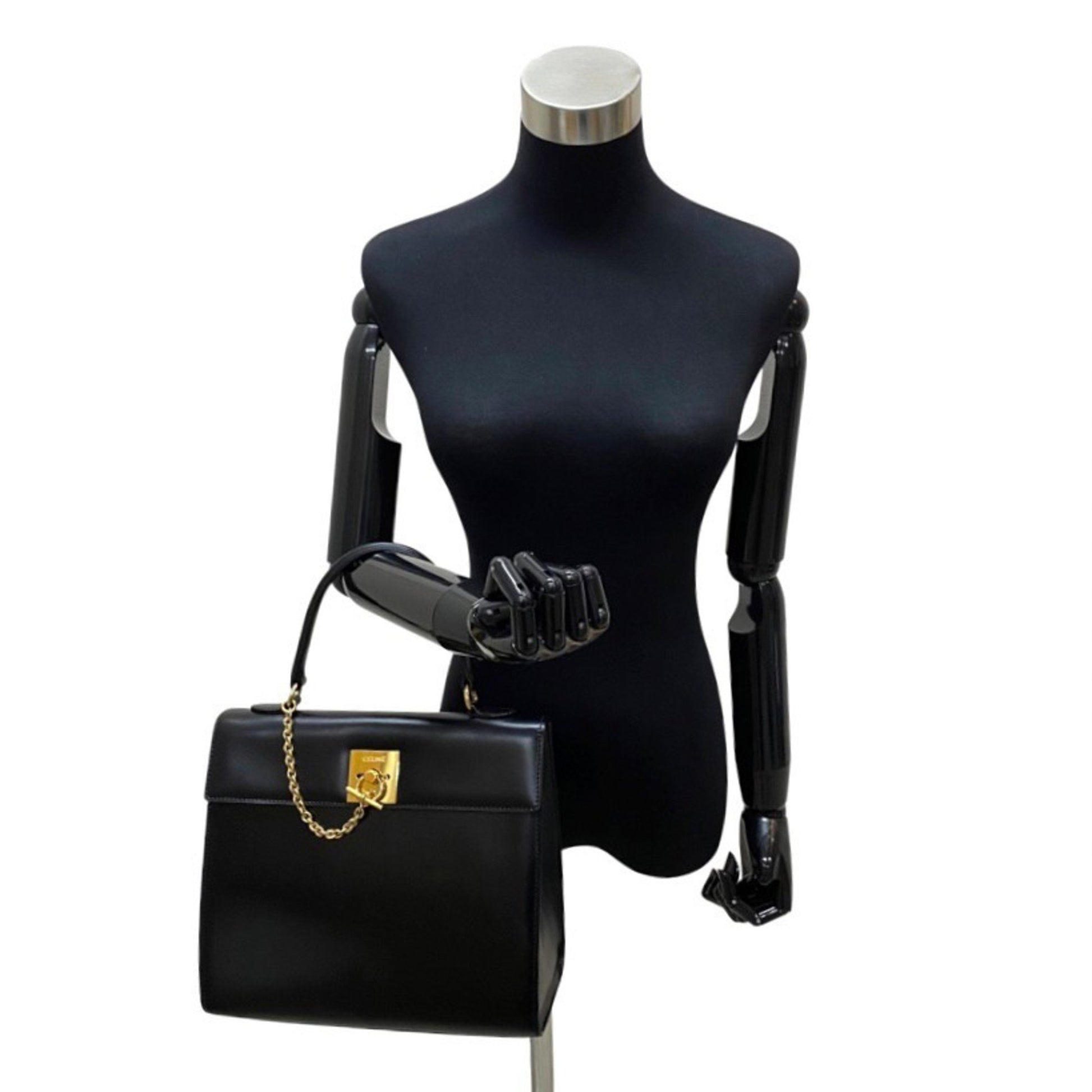 Céline Kelly, Black, Leather, handbag