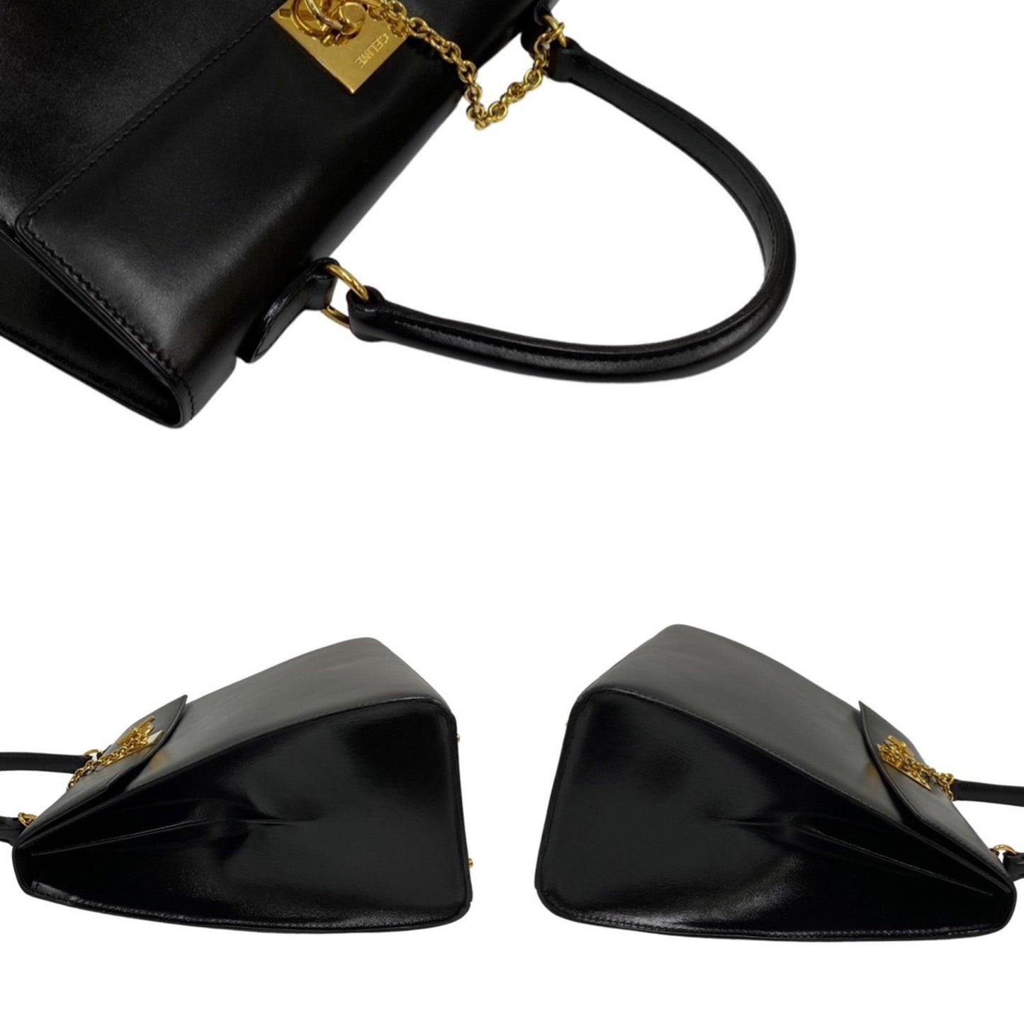 Céline Kelly, Black, Leather, handbag