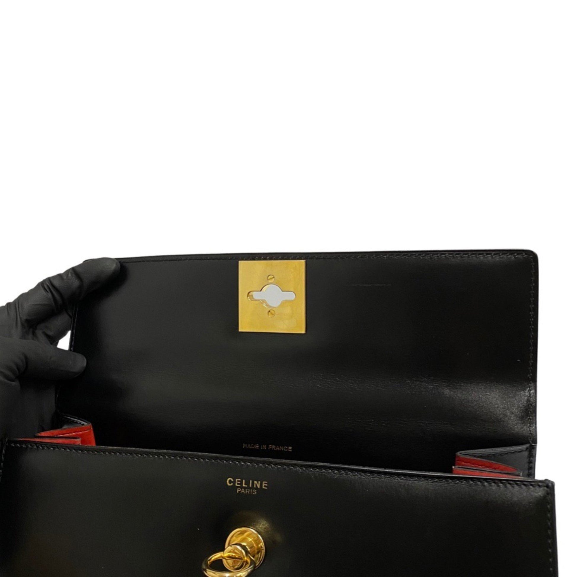 Céline Kelly, Black, Leather, handbag