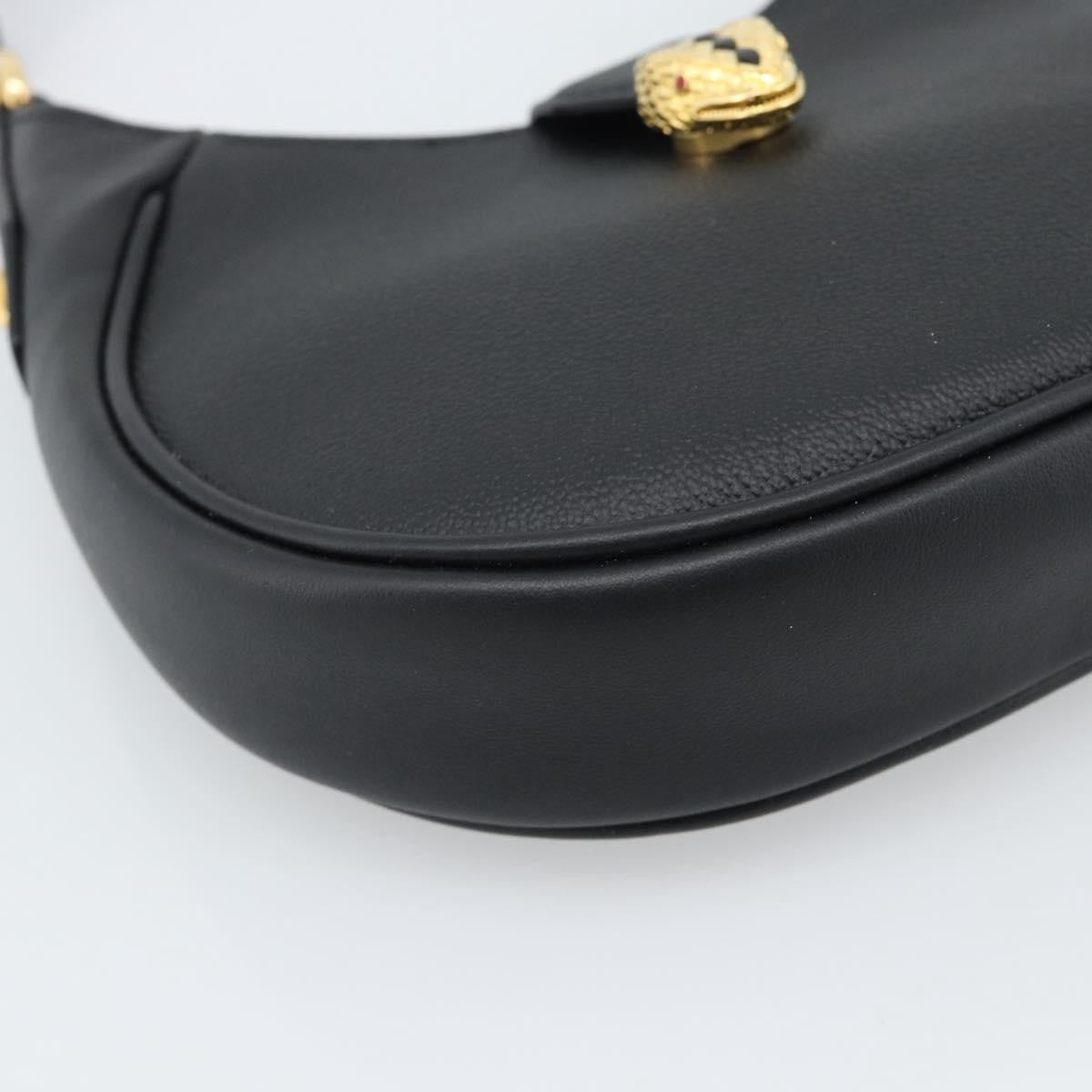 Bvlgari Serpenti Ellipse Leather, Black, Leather, Shoulder Bag