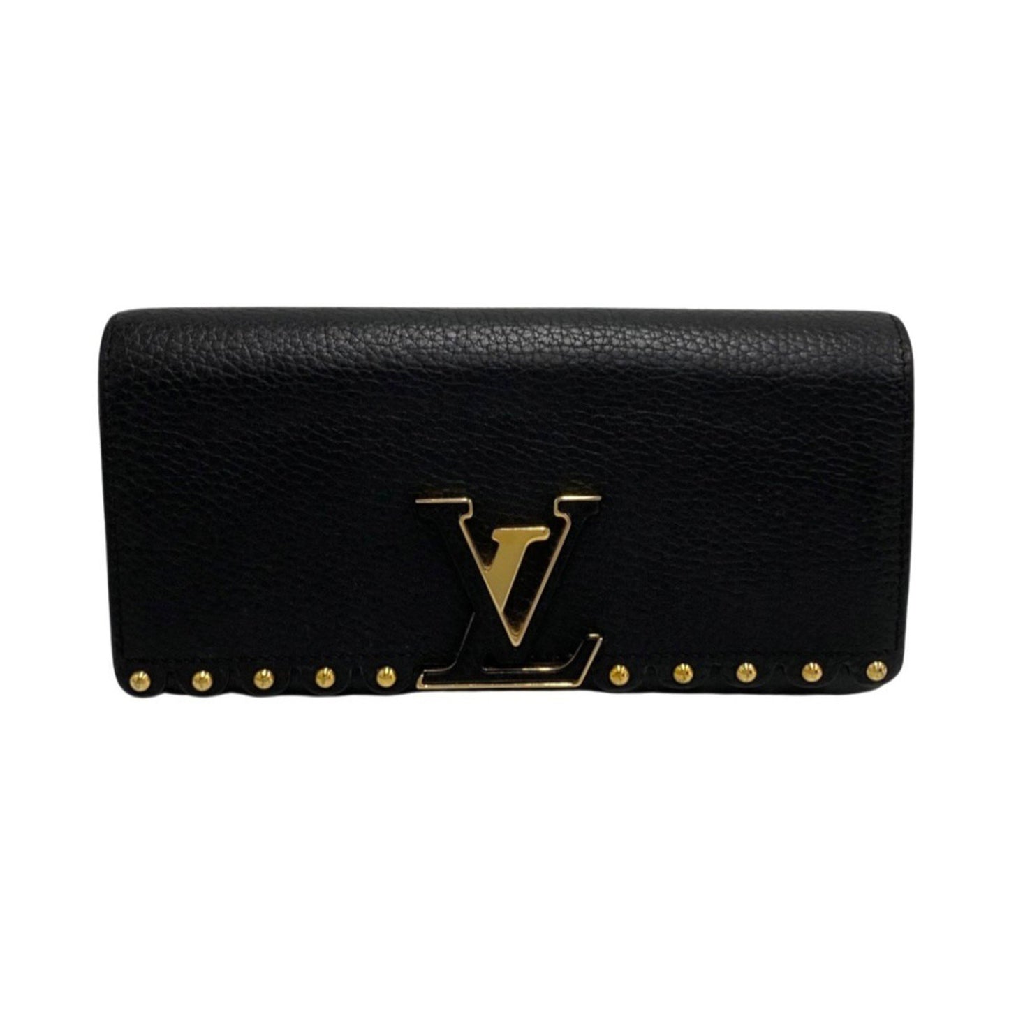 Louis Vuitton Capucines, Black, Leather, wallet