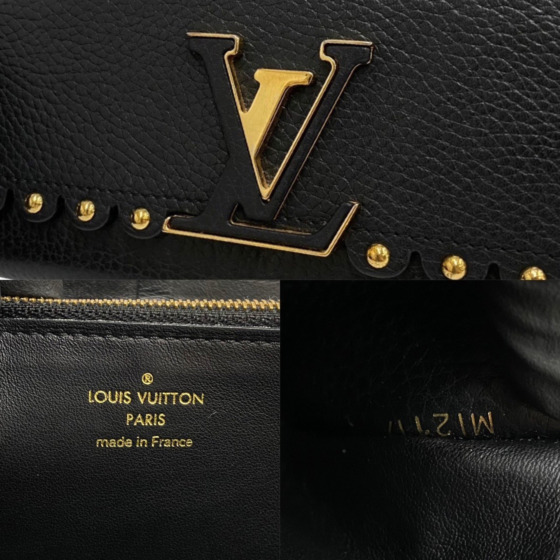 Louis Vuitton Capucines, Black, Leather, wallet