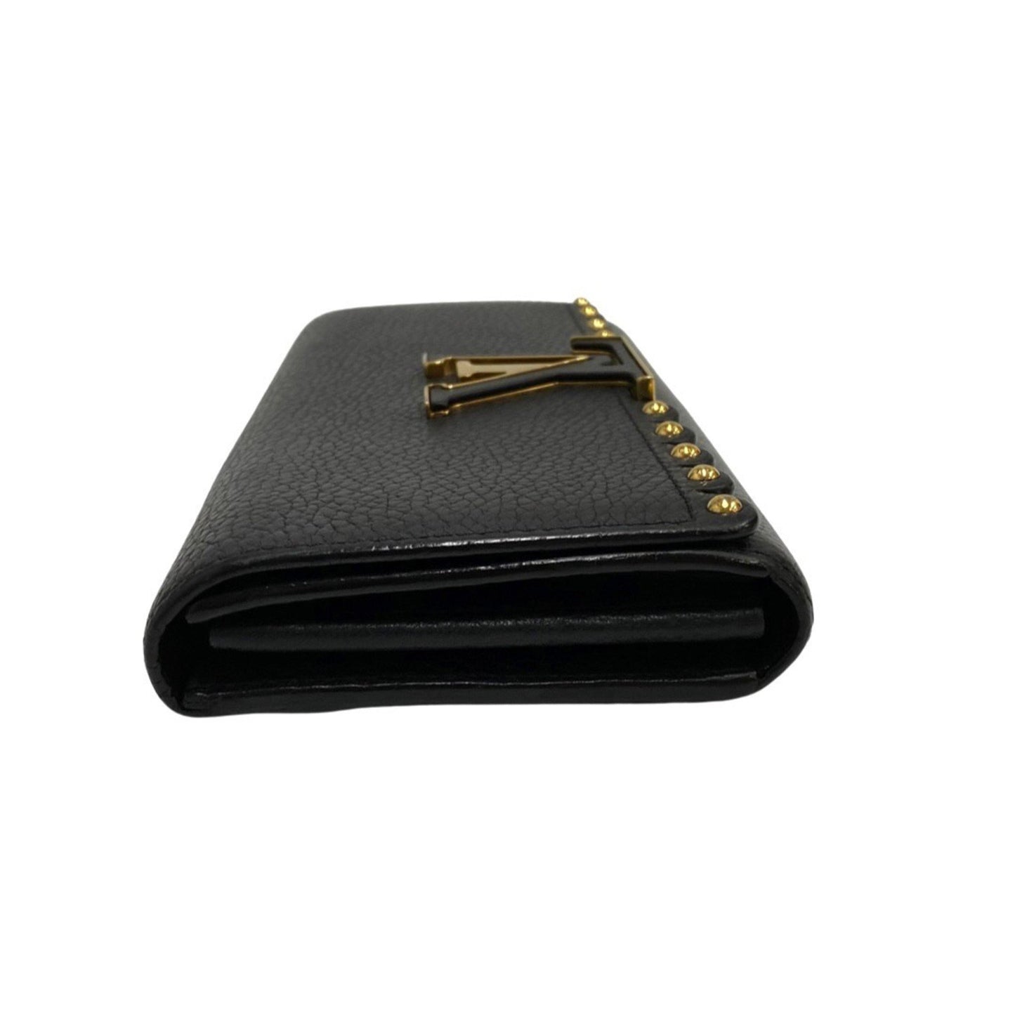 Louis Vuitton Capucines, Black, Leather, wallet