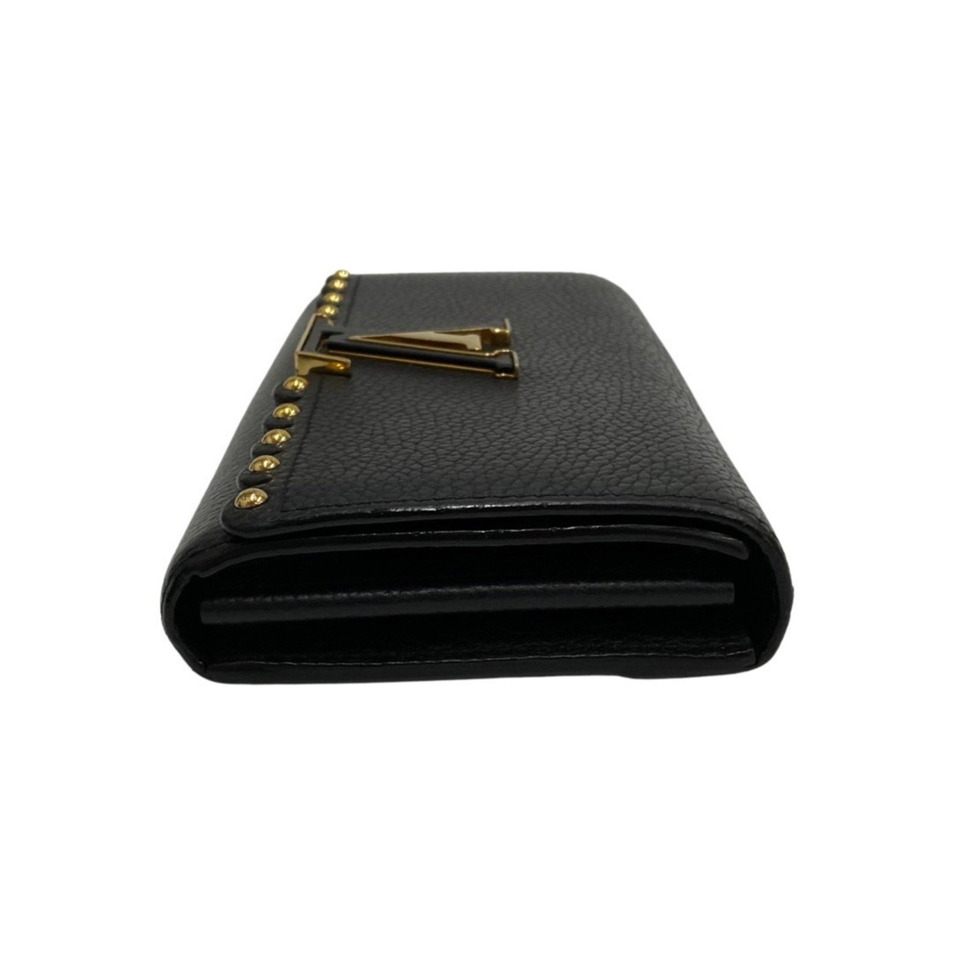 Louis Vuitton Capucines, Black, Leather, wallet