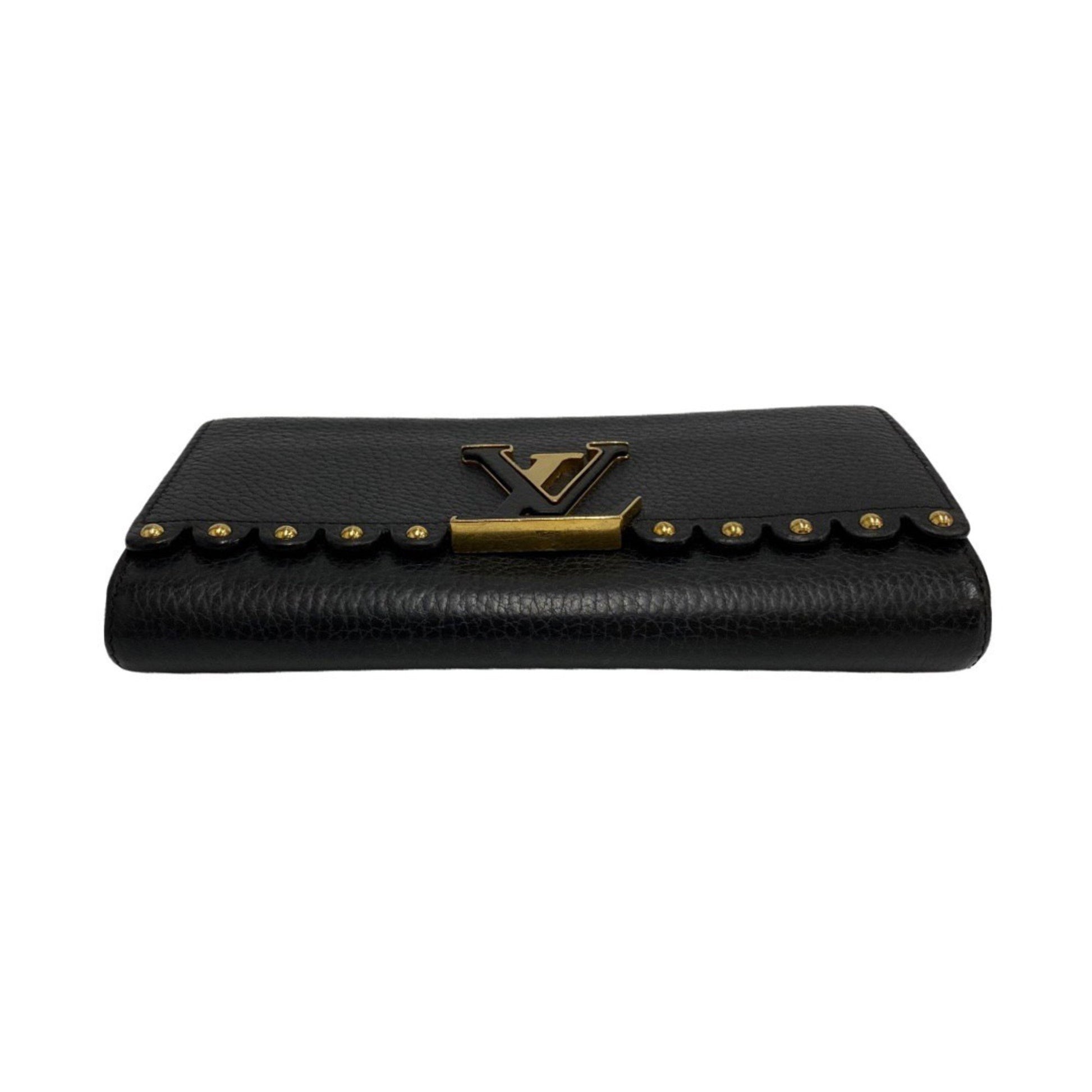 Louis Vuitton Capucines, Black, Leather, wallet