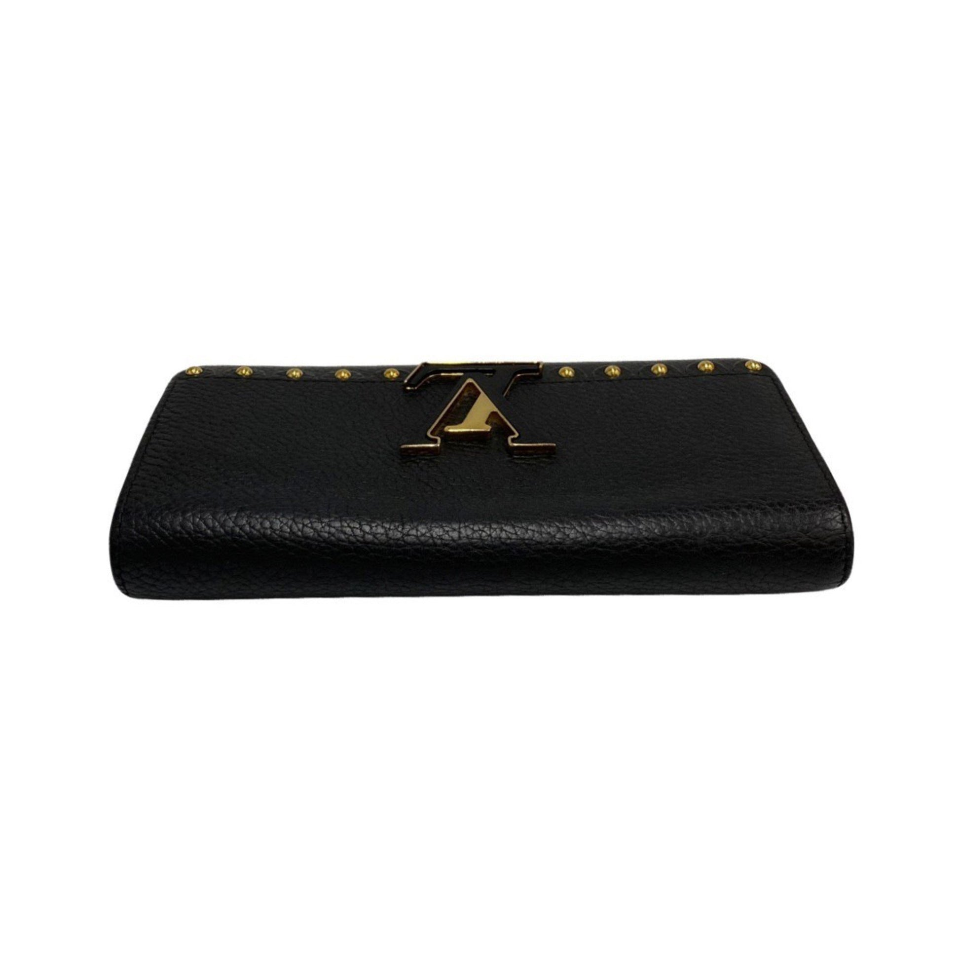 Louis Vuitton Capucines, Black, Leather, wallet