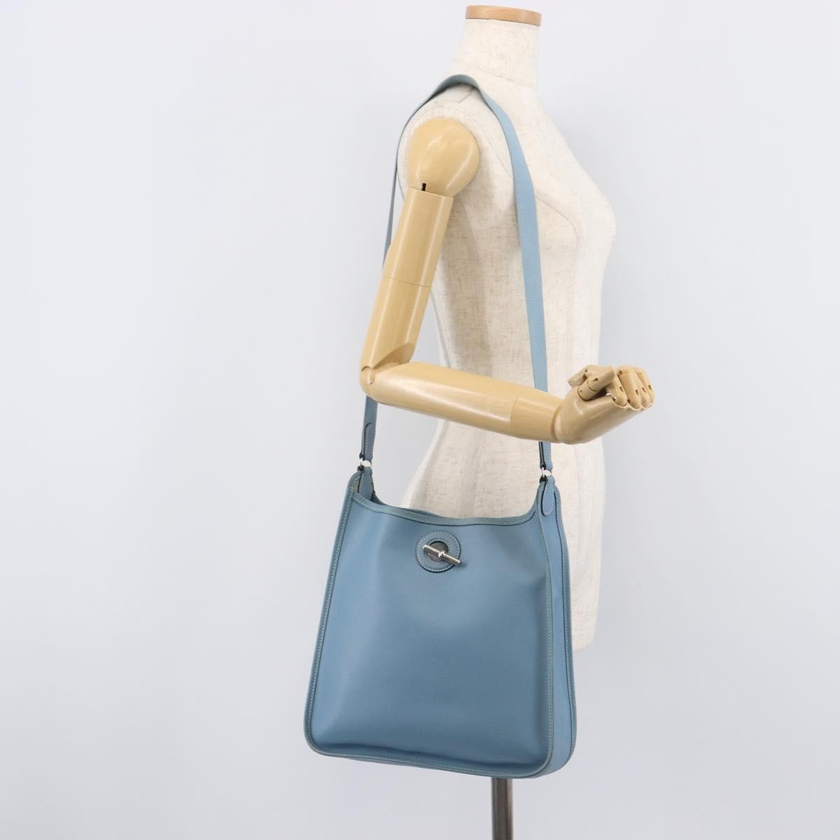 Hermes Vespa Courchevel, Blue, Leather, Shoulder Bag