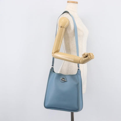 Hermes Vespa Courchevel, Blue, Leather, Shoulder Bag