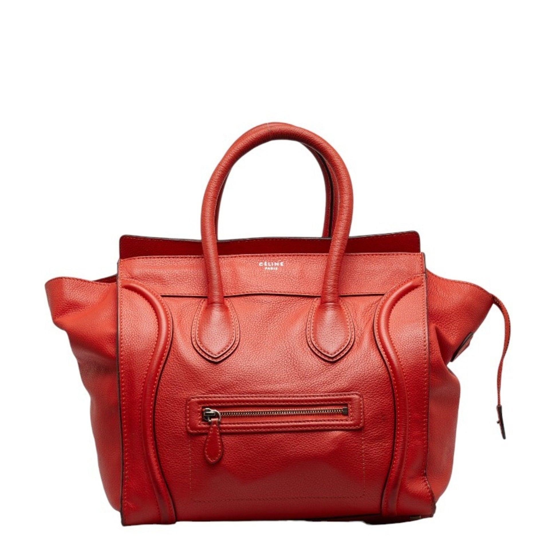 Céline Luggage, Orange, Leather, handbag