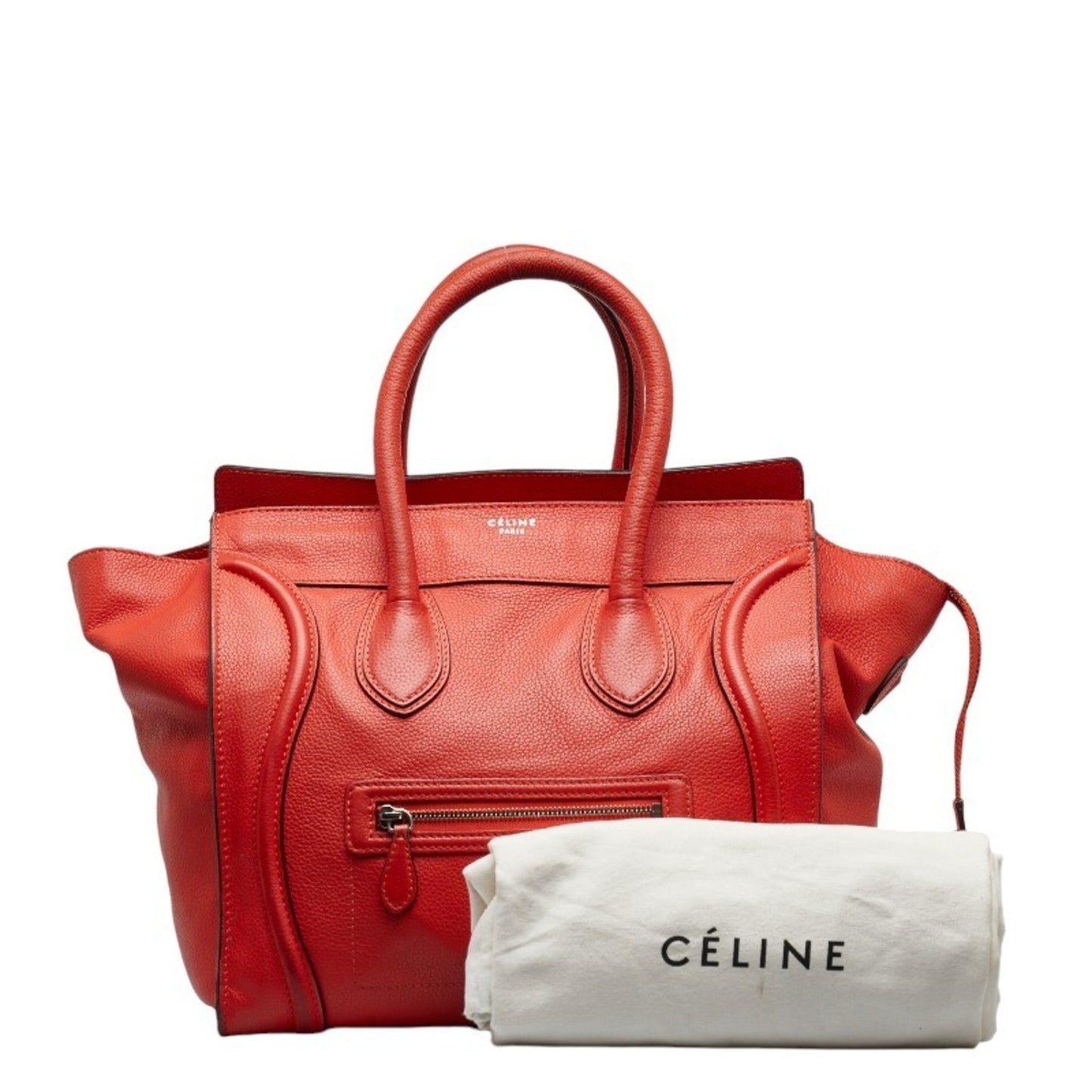 Céline Luggage, Orange, Leather, handbag