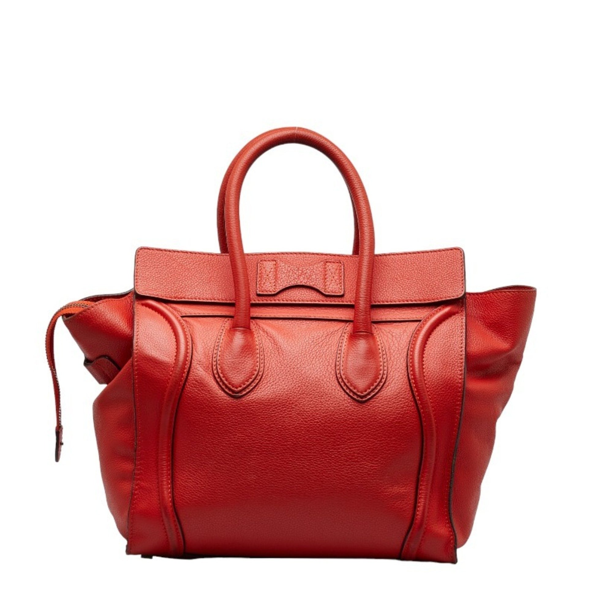 Céline Luggage, Orange, Leather, handbag