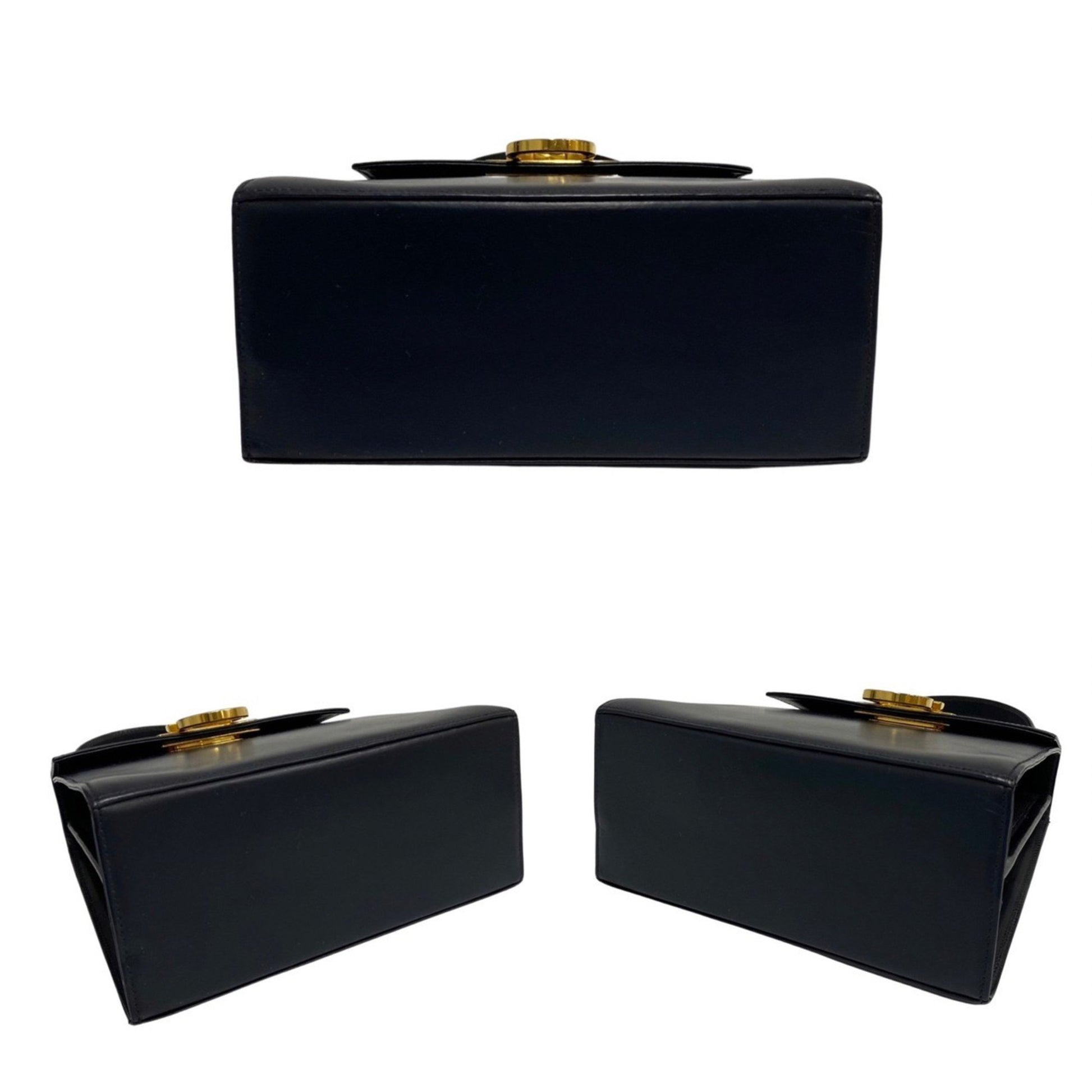 Salvatore Ferragamo Gancini, Black, Leather, handbag