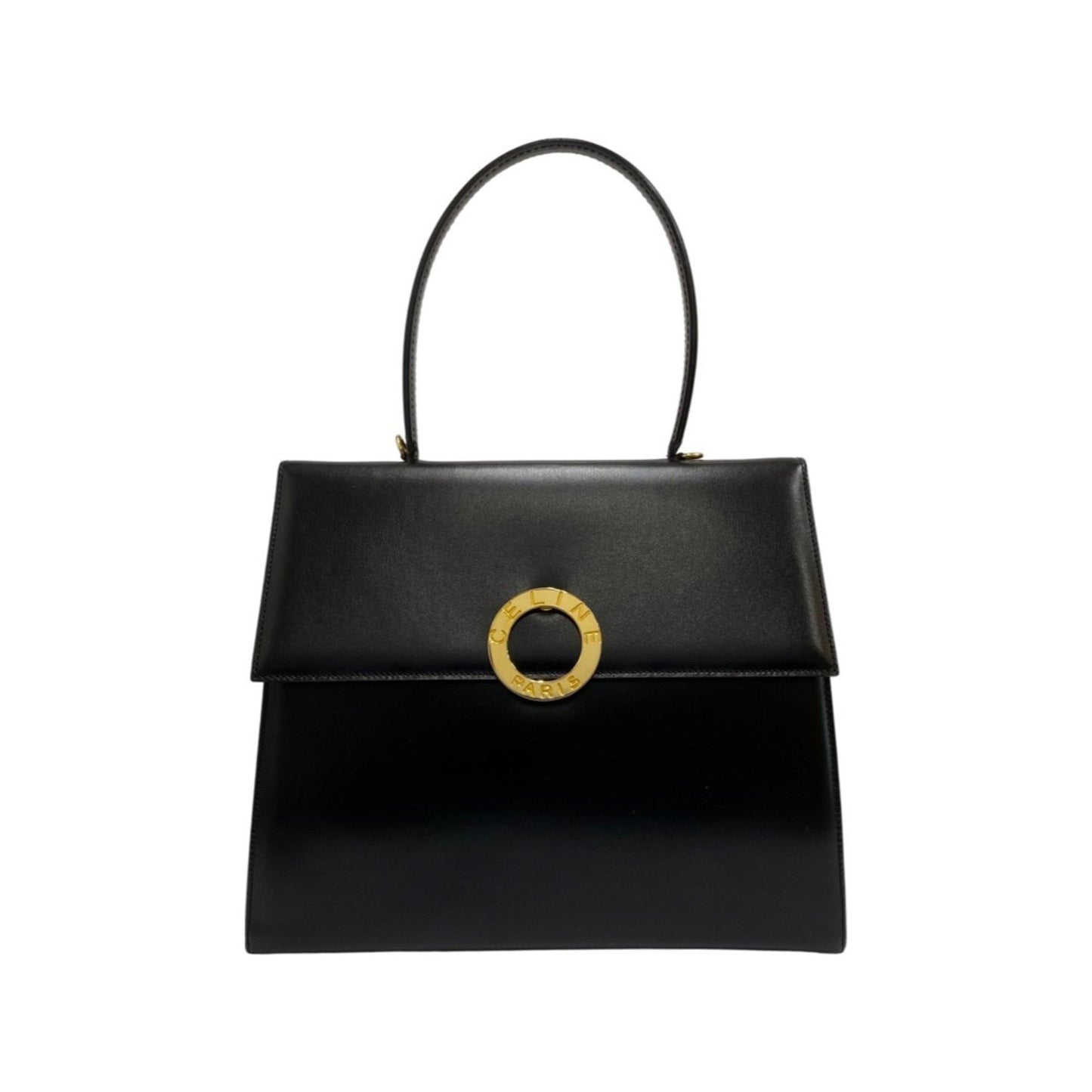 Céline Logo du cercle, Black, Leather, handbag