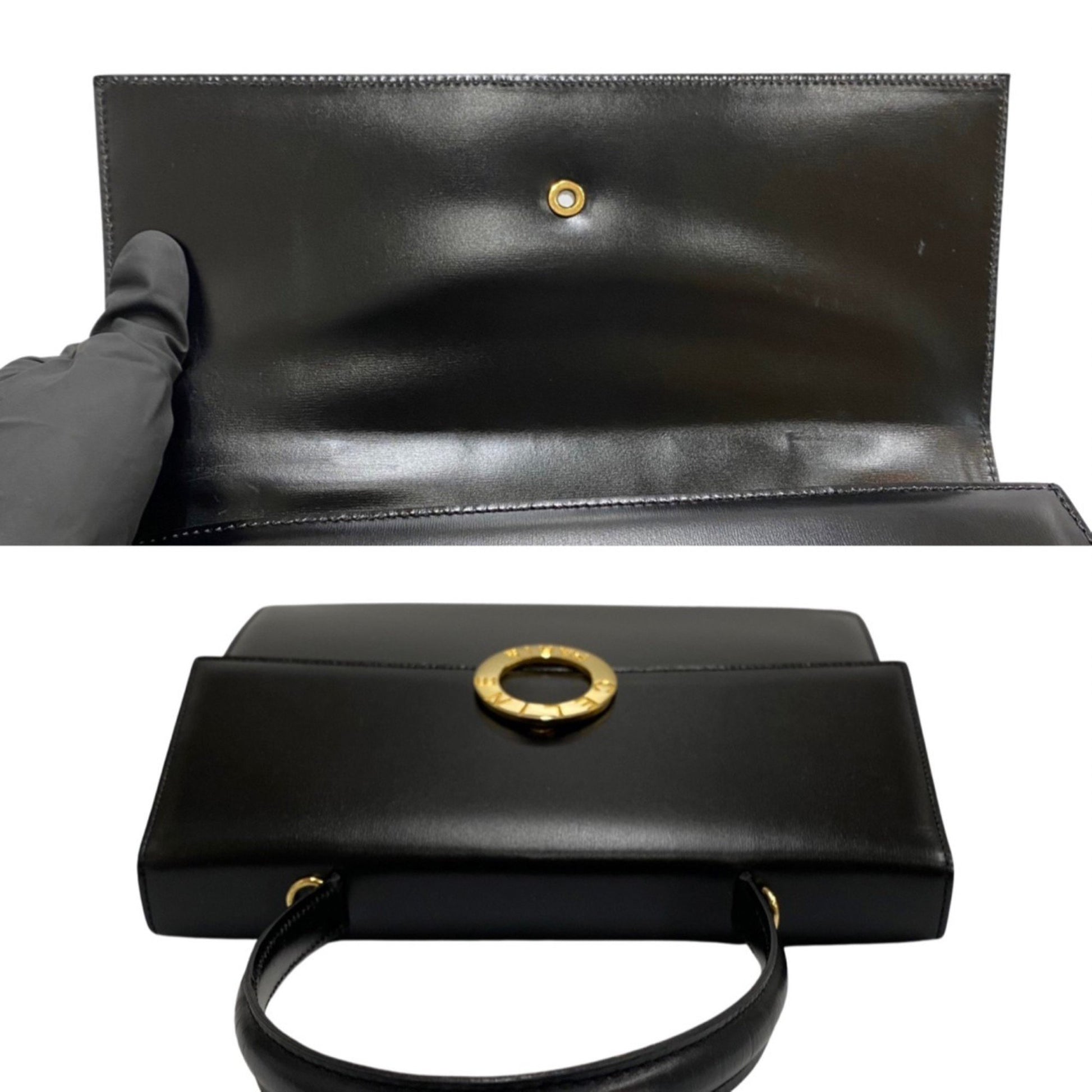 Céline Logo du cercle, Black, Leather, handbag