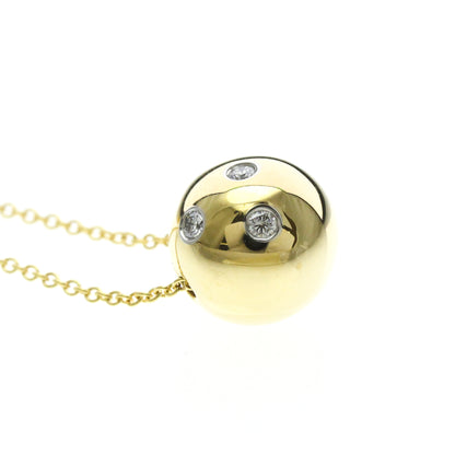 Tiffany & Co. Etoile Ball Pendant 18K Yellow Gold with Platinum and Diamonds, Gold, Yellow Gold, Necklace