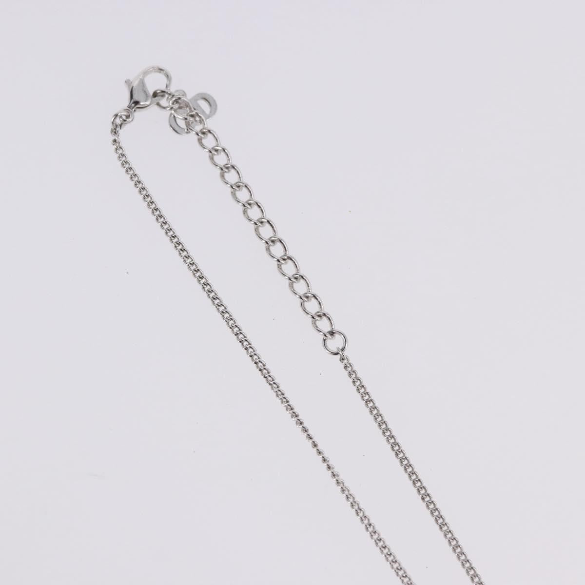 Christian Dior Vintage Dior Logo Metal and Crystal, Silver, Metal, Necklace