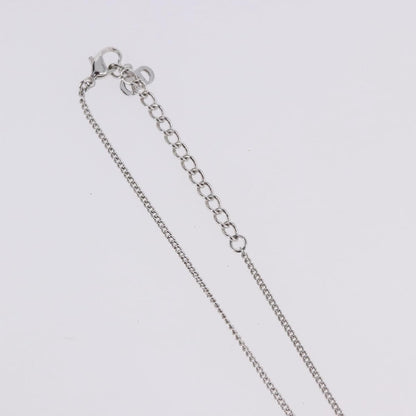 Christian Dior Vintage Dior Logo Metal and Crystal, Silver, Metal, Necklace