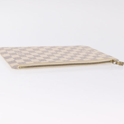 Louis Vuitton Neverfull Pochette Damier, White, Canvas, Clutch
