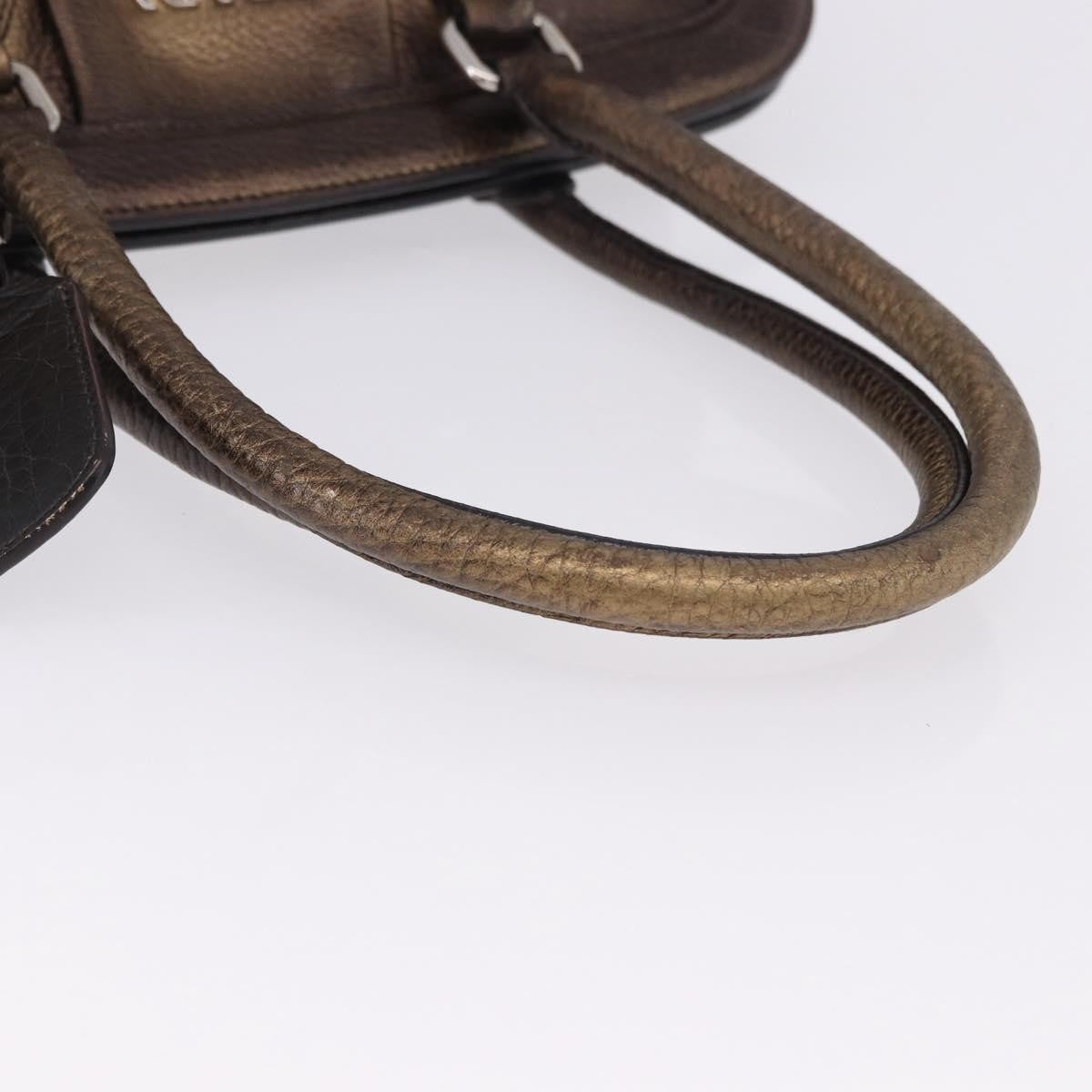 Prada Belted Frame Satchel Metallic Leather, Gold, Leather, Handbag