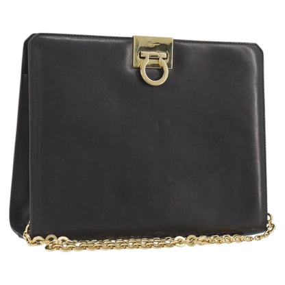 Salvatore Ferragamo Vintage Gancini Chain Leather, Brown, Leather, Shoulder Bag