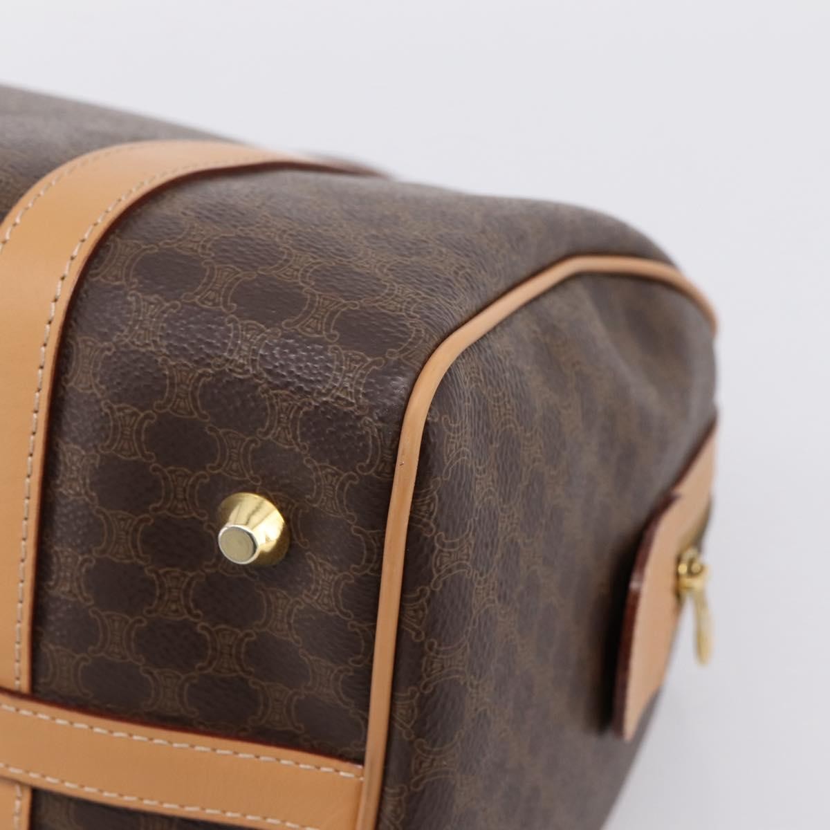 Celine Boston Triomphe XL Coated Canvas, Brown, PVC, Handbag