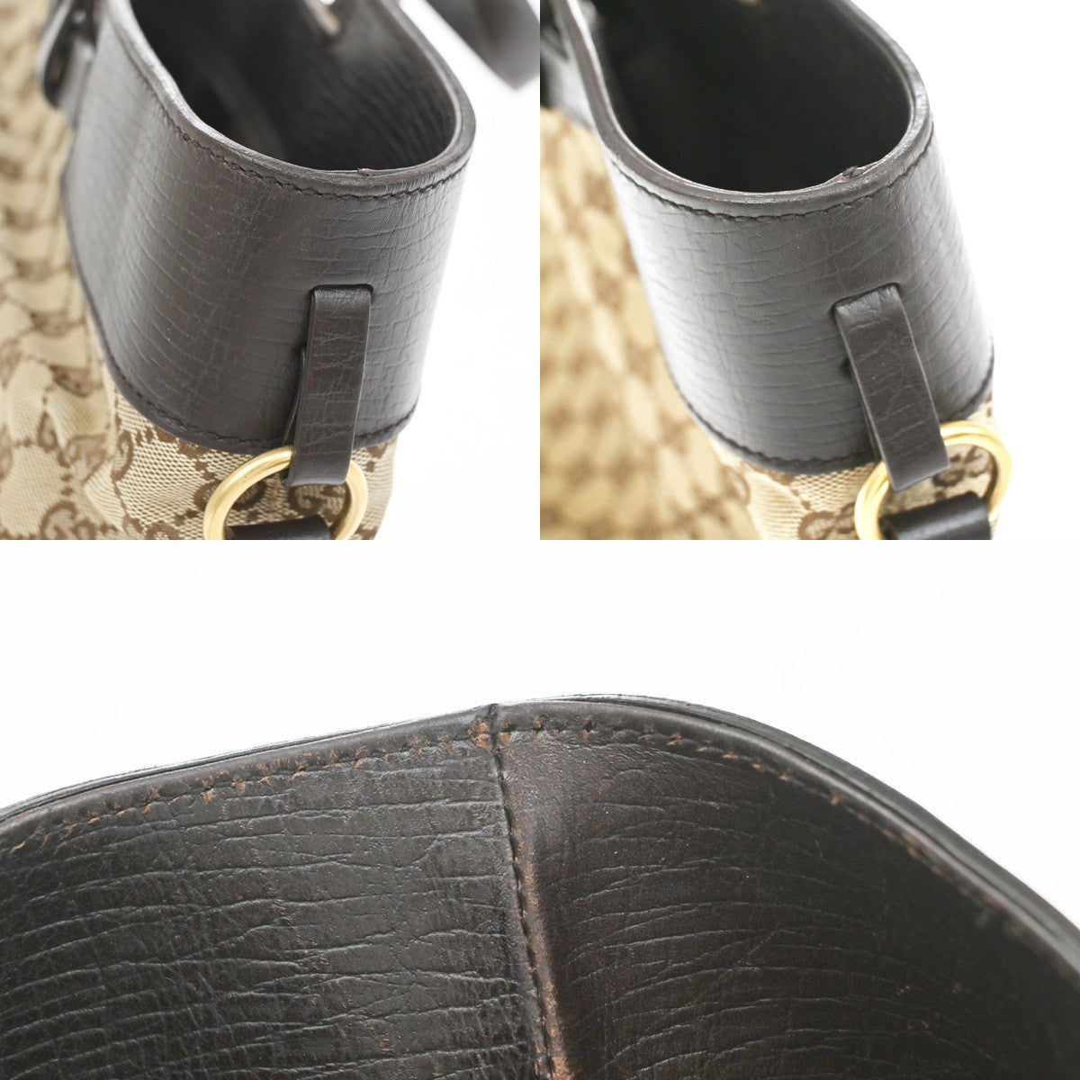 Gucci Belted Bucket GG Canvas with Leather, Brown, Canvas, Tote Bag