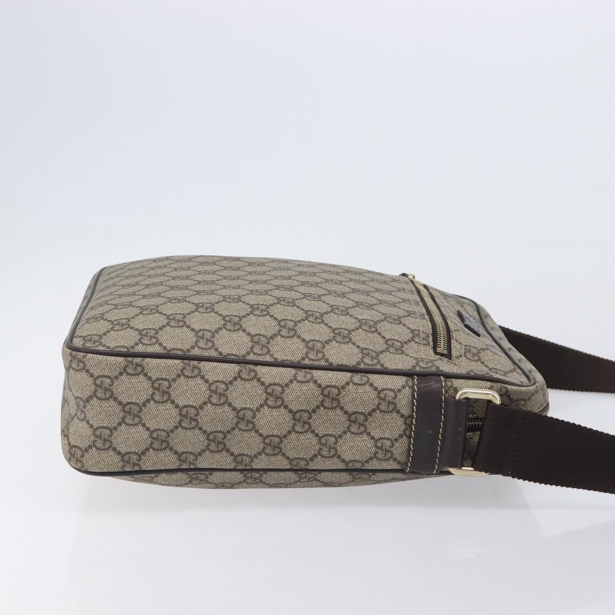 Gucci Front Zip Messenger GG Coated Canvas, Beige, Canvas, Crossbody Bag