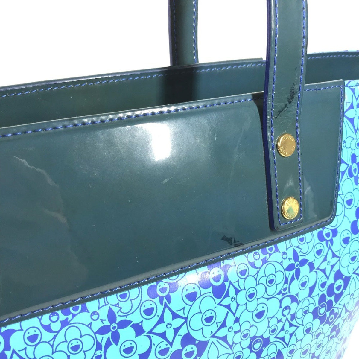 Louis Vuitton Voyage Cosmic Blossom, Blue, Patent Leather, Tote Bag