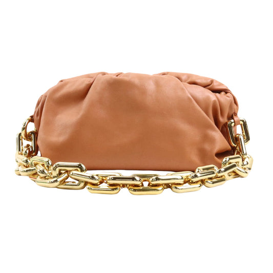 Bottega Veneta Chain Pouch, Brown, Leather, shoulder