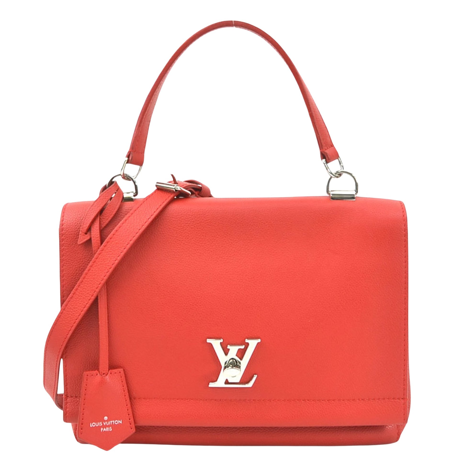 Louis Vuitton Lockme, Red, Leather, handbag