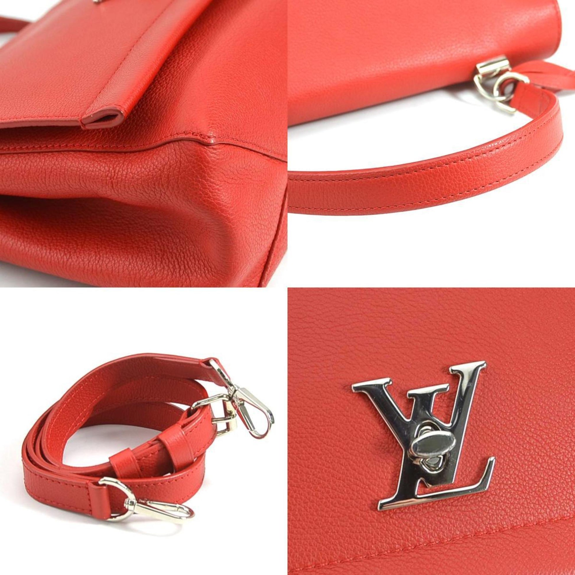 Louis Vuitton Lockme, Red, Leather, handbag