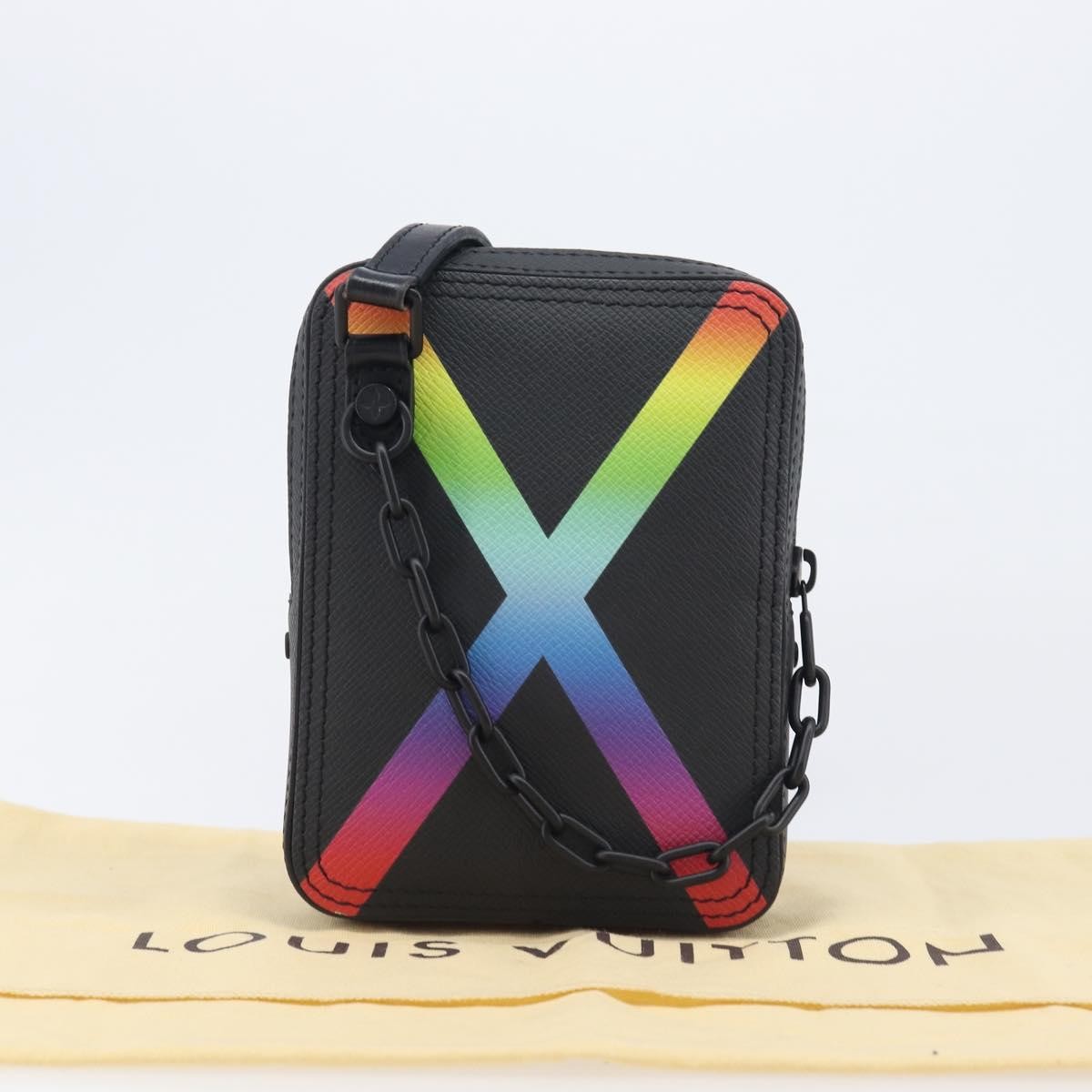 Louis Vuitton Danube Messenger Rainbow Taiga Leather, Black, Leather, Handbag