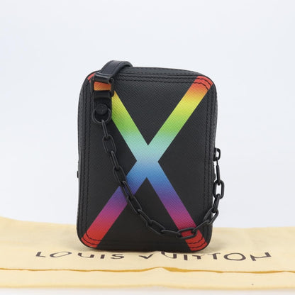 Louis Vuitton Danube Messenger Rainbow Taiga Leather, Black, Leather, Handbag