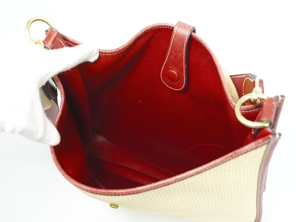 Hermes Evelyne Bag Gen I Panama, Beige, Leather, Handbag