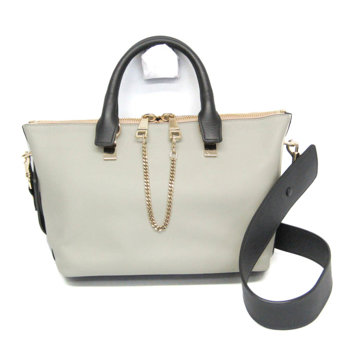 Chloe Bicolor Baylee Satchel Leather, Gray, Leather, Handbag