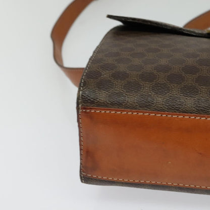 Celine Vintage Macadam Circle Logo Canvas and Leather, Brown, Canvas, Shoulder Bag