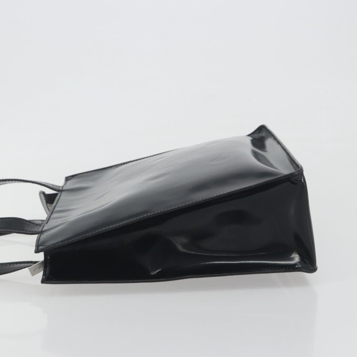 Chanel Vintage Embossed Logo Shoulder Patent, Black, Patent Leather, Tote Bag